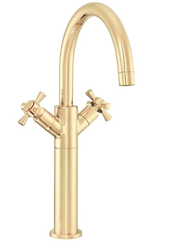 ECA Quadrille Yüksek Tip Lavabo Bataryası Altın Renkli 102808614