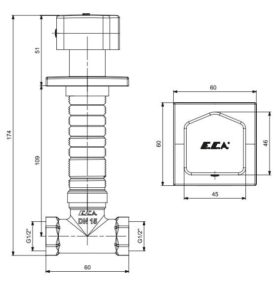 ECA Royal Ankastre Ara Kesme Valfi Mat Siyah 1/2 102151026C1