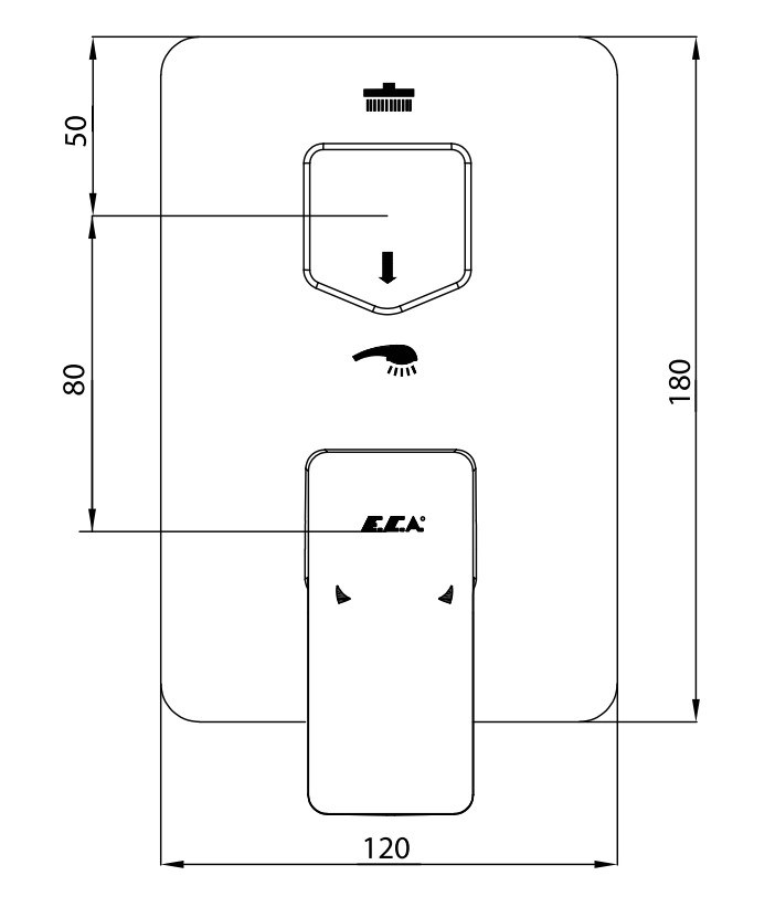 ECA Royal Ankastre Banyo Bataryası Sıva Üstü 2 Yollu Mat Siyah 102167251C1-KDE
