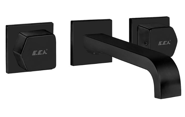 ECA Royal Ankastre Lavabo Bataryası Duvardan 3 Delikli L Çıkış Uçlu Mat Siyah 102106667C1
