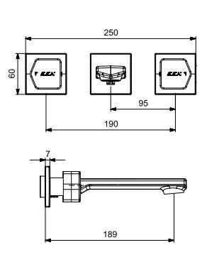 ECA Royal Ankastre Lavabo Bataryası Duvardan 3 Delikli Düz Çıkış Uçlu Mat Siyah 102106666C1