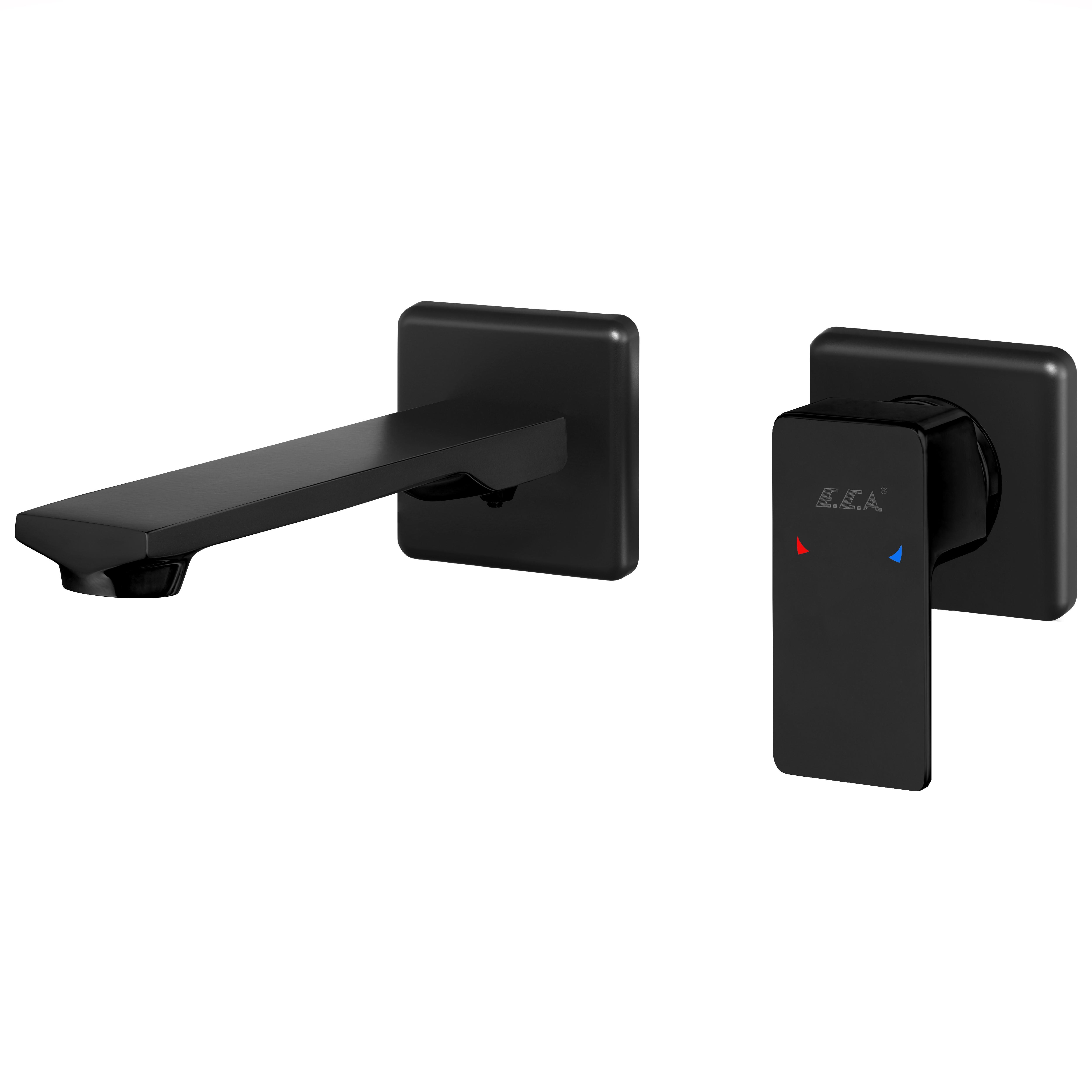 ECA Royal Ankastre Lavabo Bataryası Sıva Üstü Ve Sıva Altı Grubu Çift Rozet Mat Siyah