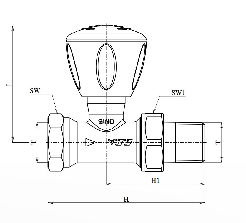 ECA RV3 1/2 Düz Radyatör Valfi Krom Kaplamalı Petek Havlupan Vanası 602120750