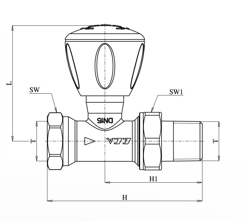 ECA RV3 1/2 Düz Radyatör Valfi Krom Kaplamalı Petek Havlupan Vanası 602120750