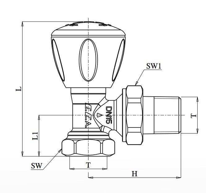 ECA RV3 1/2 Köşe Radyatör Valfi Krom Kaplamalı Petek Havlupan Vanası 602120749