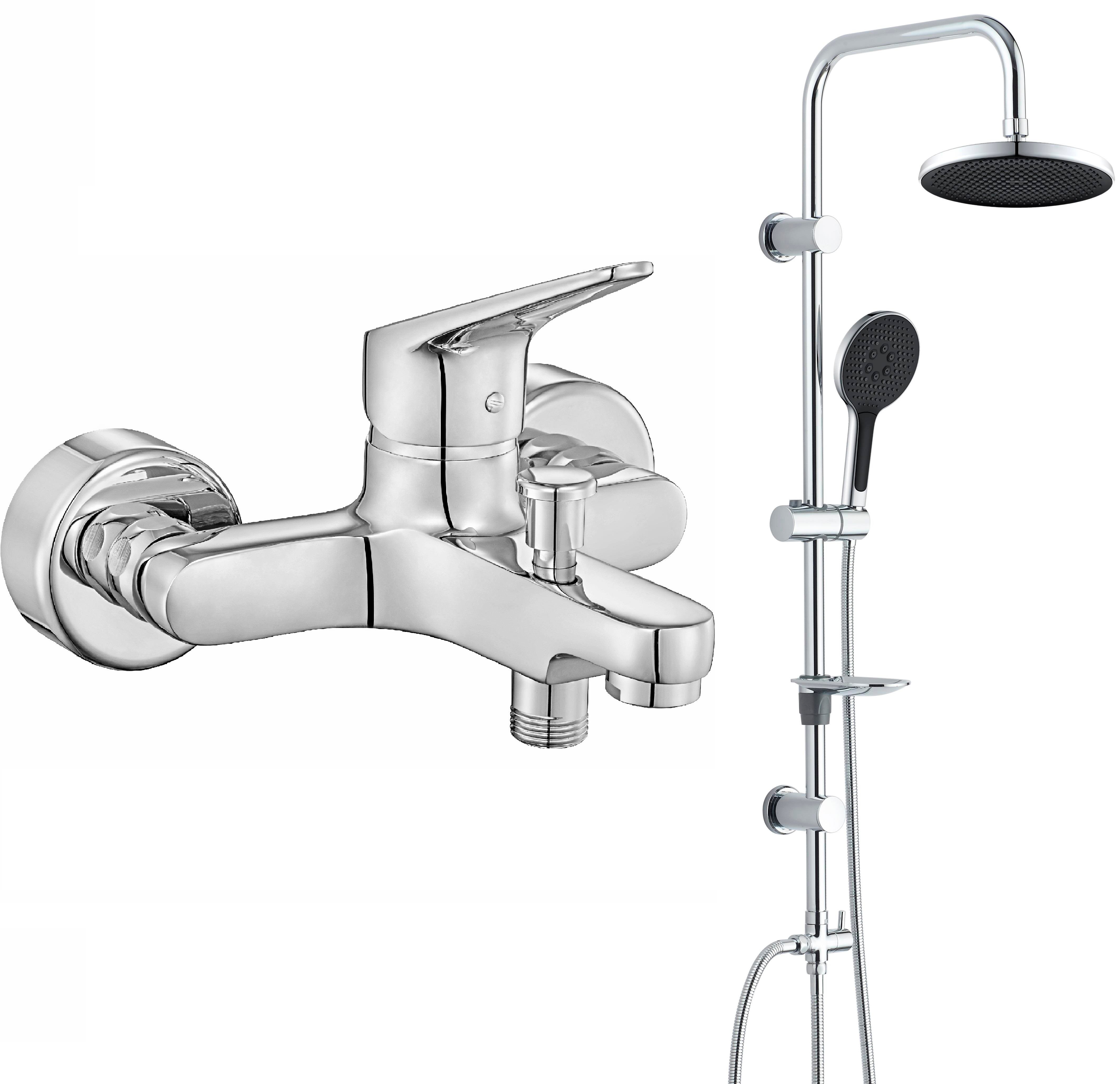ECA Spylos Banyo Bataryası+T-MAY  Halıtlı Tepe Duş Takımı Seti Paslanmaz Krom