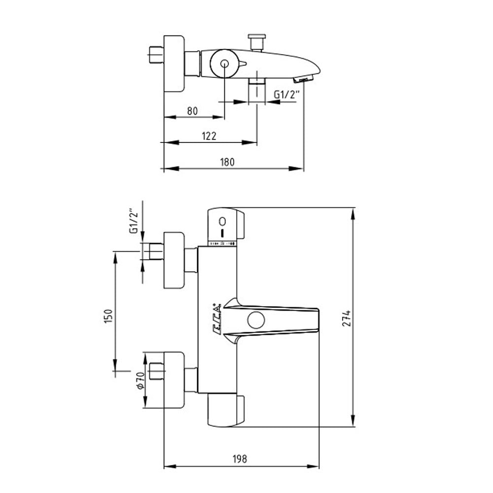 ECA Termostatik Banyo Bataryası Isı Ayarlı Dereceli 102102340