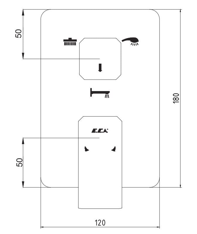 ECA Tiera Ankastre Banyo Bataryası Sıva Üstü 3 Yollu Mat Siyah 102167335C1-K