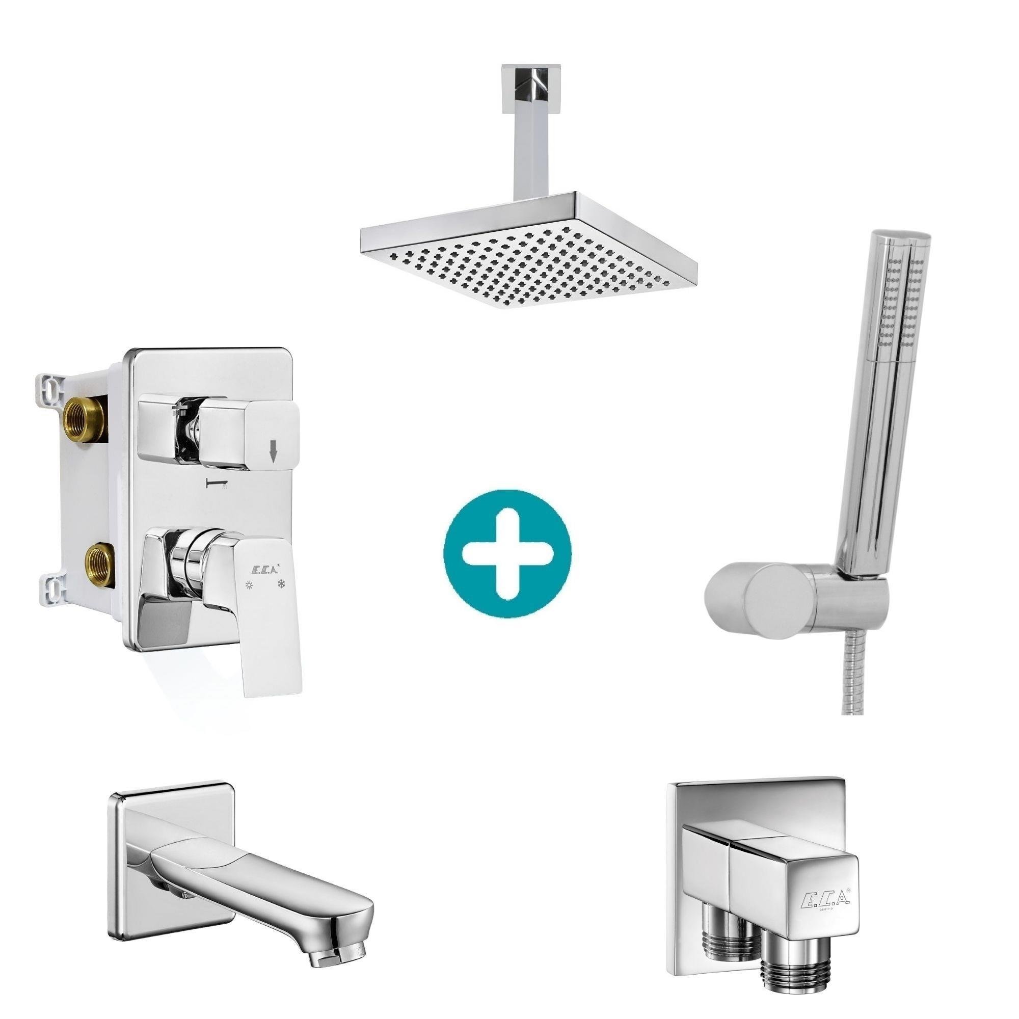 ECA Tiera Ankastre Gömme Banyo Bataryası Duş Seti Tüm Parçalar Dahil Tavandan