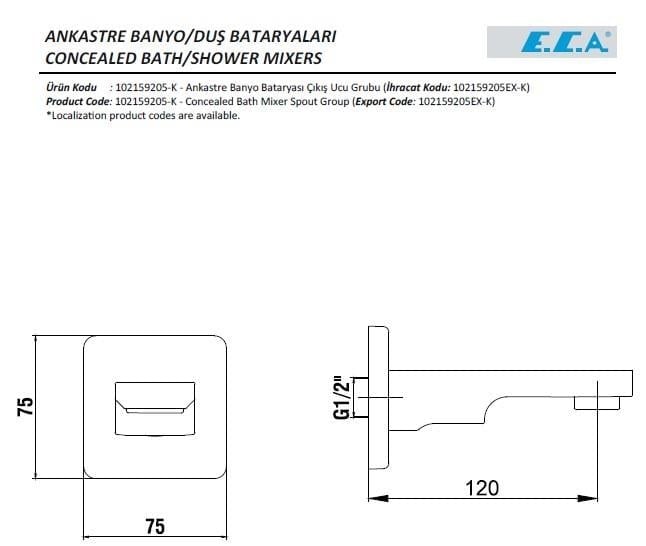 ECA Tiera Ankastre Gömme Banyo Bataryası Mat Siyah Duş Seti Duvardan Tüm Parçalar Dahil