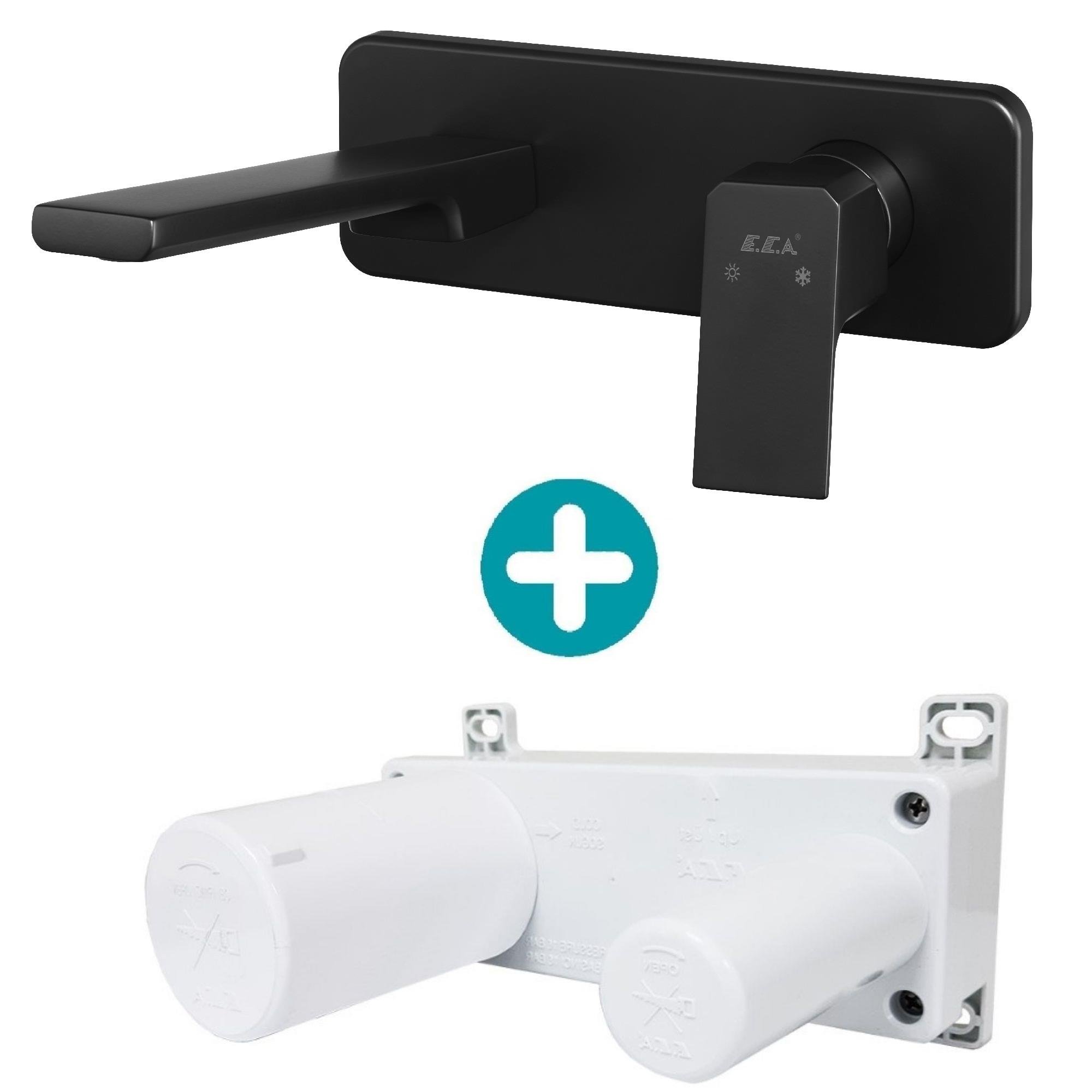 ECA Tiera Ankastre Lavabo Bataryası Sıva Üstü Ve Sıva Altı Grubu Tek Rozet Mat Siyah