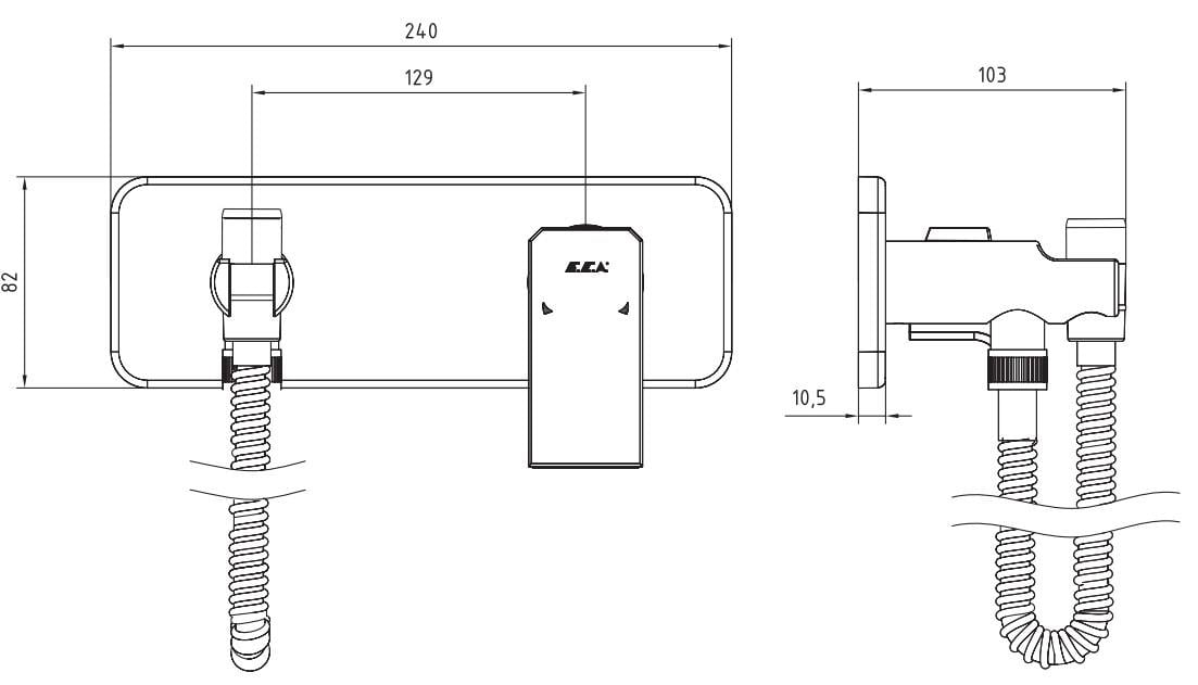 ECA Tiera Ankastre Taharet Bataryası Perlatörlü Sıva Üstü Mat Siyah 102167005C1-KP