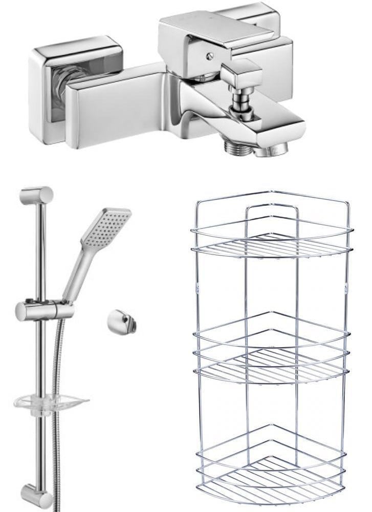 ECA Tiera Banyo Bataryası+Tiera Sürgülü Duş Takımı+3'lü Köşe Raf  (469+029+Şampuanlık) 3'lü Set 