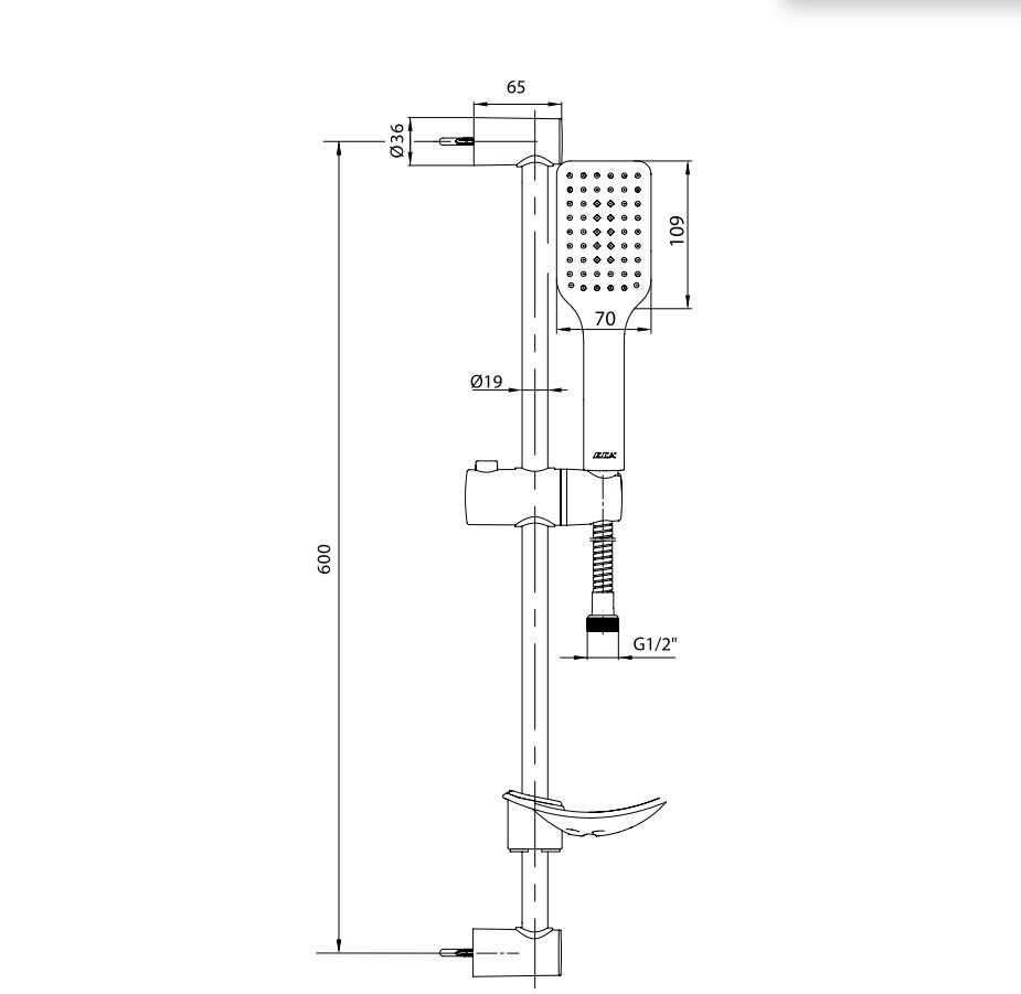 ECA Tiera Banyo Hareketli Sürgülü Duş Seti Üst Takımı Mat Siyah Renkli 102146029C1