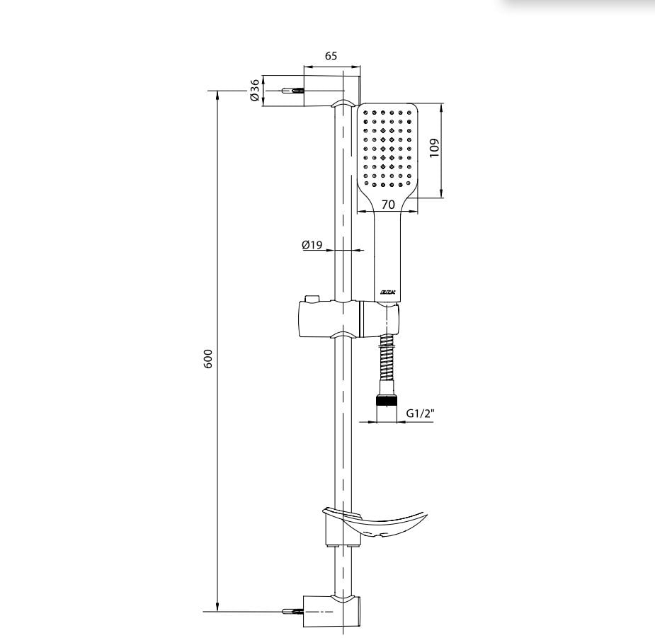 ECA Tiera Banyo Hareketli Sürgülü Duş Seti Üst Takımı Mat Siyah Renkli 102146029C1