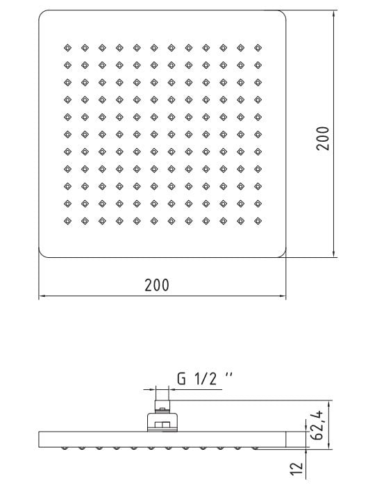 ECA Tiera Banyo Kare Duş Başlığı 20x20 Mat Siyah 102145029C1