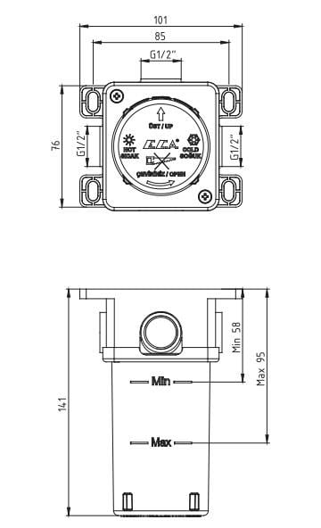 ECA Tiera Kare Ankastre Gömme Duş Bataryası Seti Tüm Parçalar Dahil  30x30 Tavandan