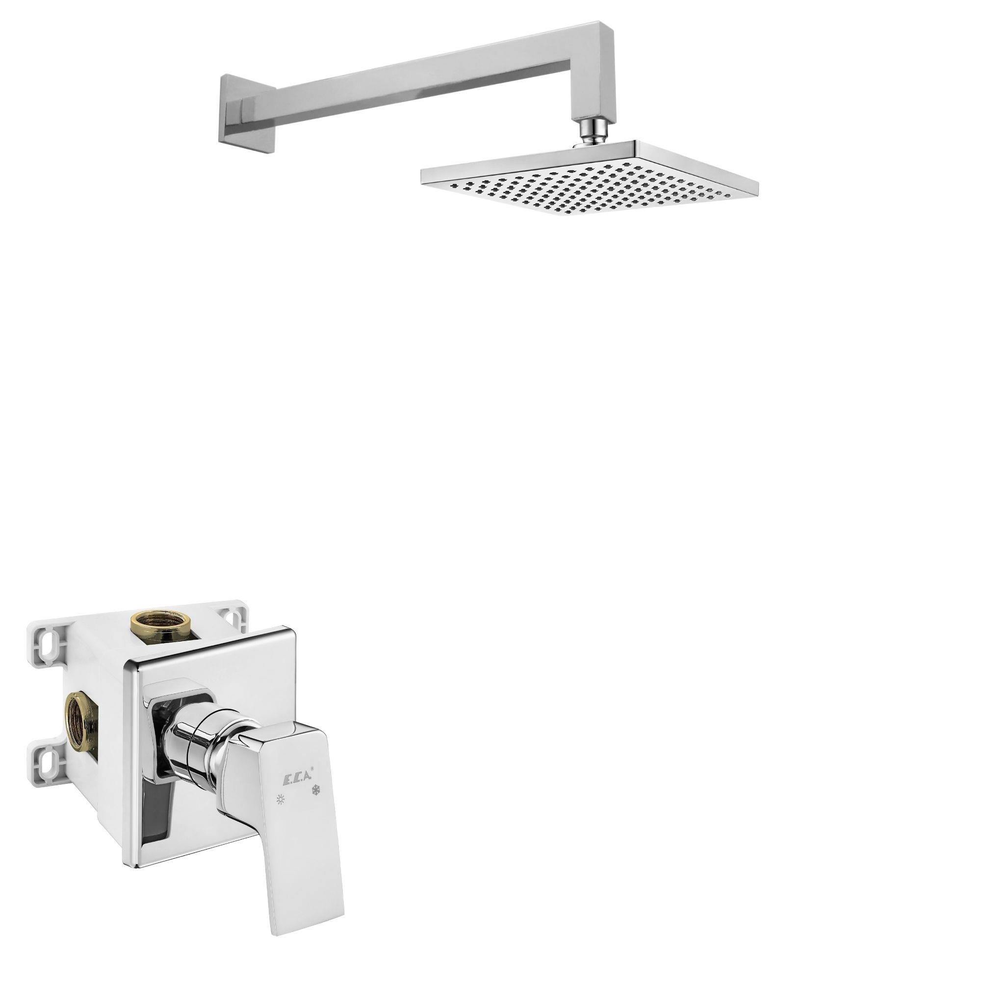 ECA Tiera Kare Ankastre Gömme Duş Bataryası Seti Tüm Parçalar Dahil 