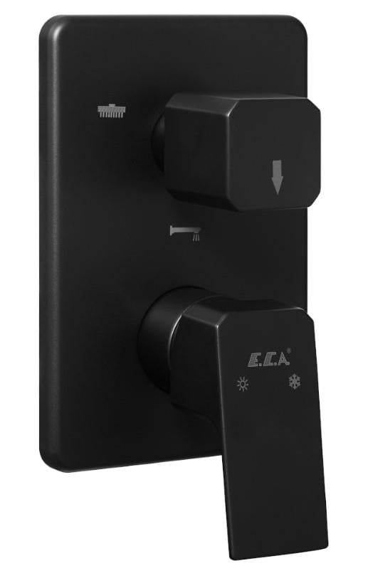 ECA Tiera Plus Ankastre Gömme Banyo Bataryası Mat Siyah Duş Seti Tüm Parçalar Dahil