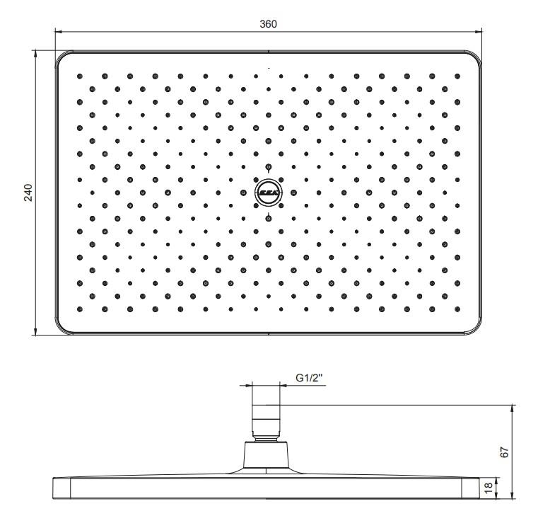 ECA Tiera Plus Banyo Dikdörtgen Duş Başlığı 36x24 102145067