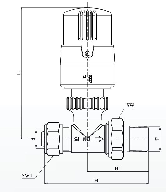 ECA TRV4 1/2 Termostatik Düz Radyatör Valfi Pex 602120779