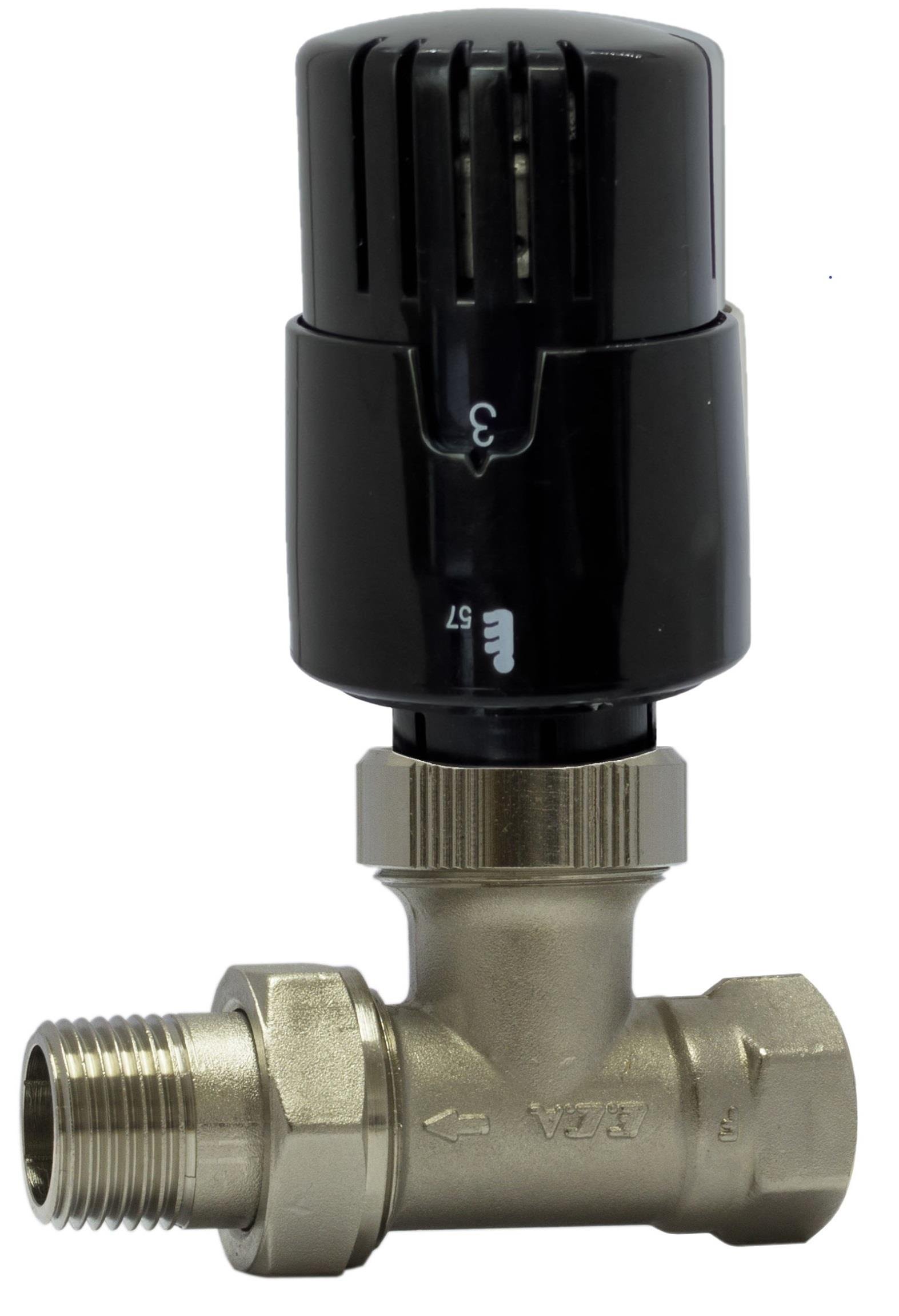 ECA TRV4 Termostatik Düz Radyatör Valfi Petek Vanası Siyah Renkli 802120117