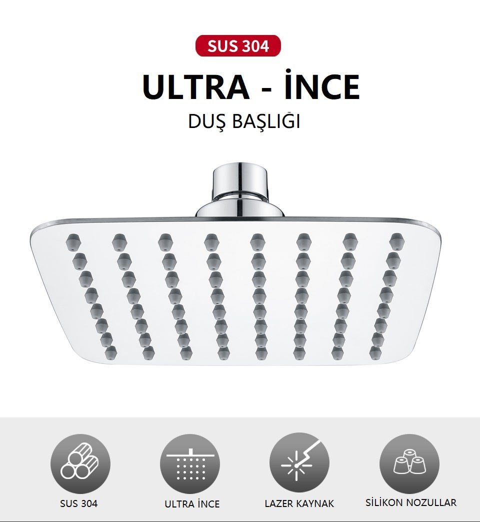 Eca Vera Banyo Bataryası + T-MAY Sarte Tepe Duş Takımı Seti Krom Paslanmaz