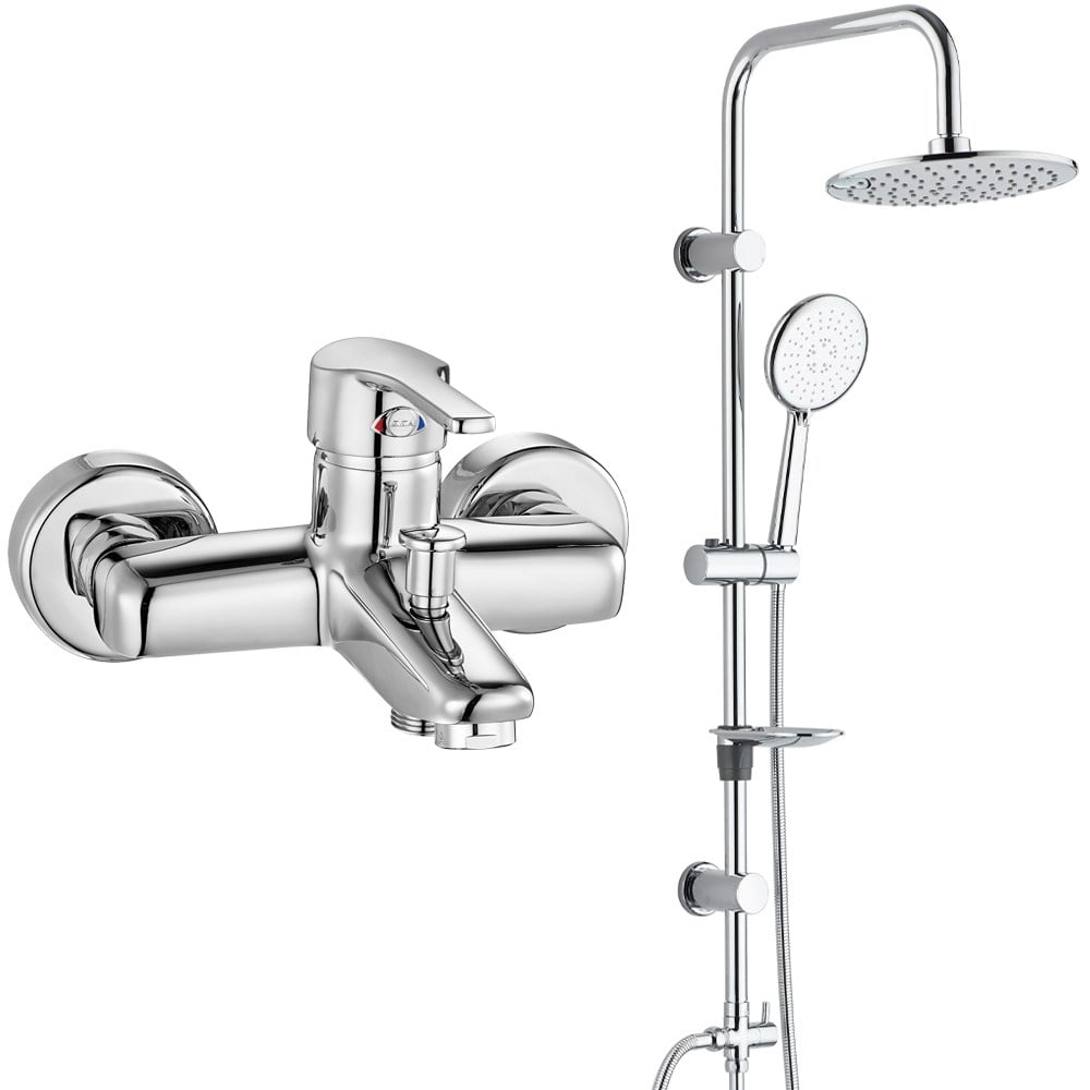 ECA Vera Banyo Bataryası+T-MAY Banyo Bostan Oval Tepe Duş Takımı Seti Paslanmaz Krom