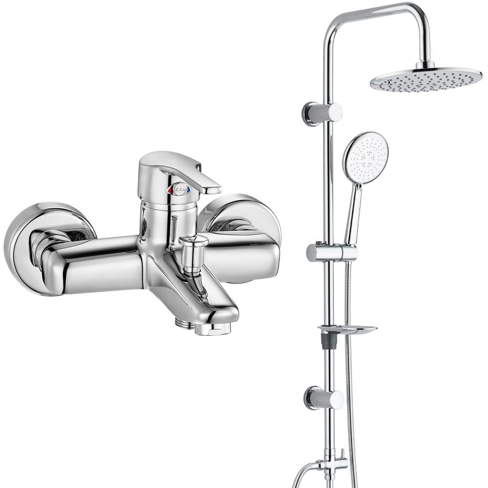 ECA Vera Banyo Bataryası+T-MAY Banyo Bostan Oval Tepe Duş Takımı Seti Paslanmaz Krom