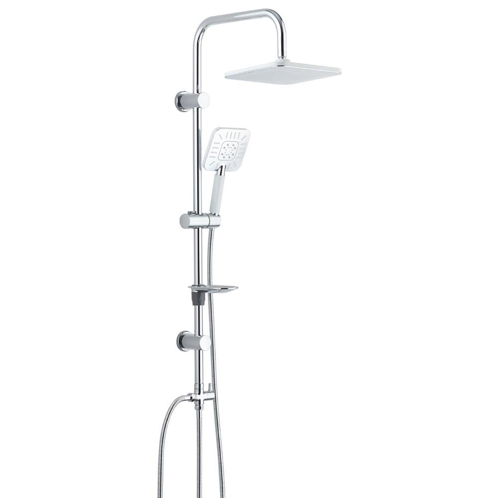 ECA Vera Banyo Bataryası+T-MAY Banyo Çamlıca Kare Tepe Duş Takımı Seti Paslanmaz Krom