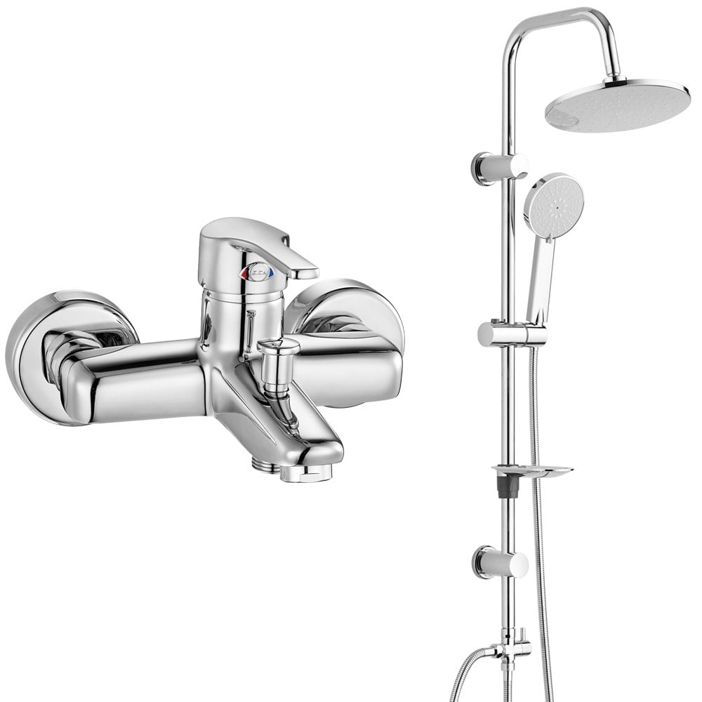 ECA Vera Banyo Bataryası+T-MAY Banyo Lidya Oval Tepe Duş Takımı Seti Paslanmaz Krom