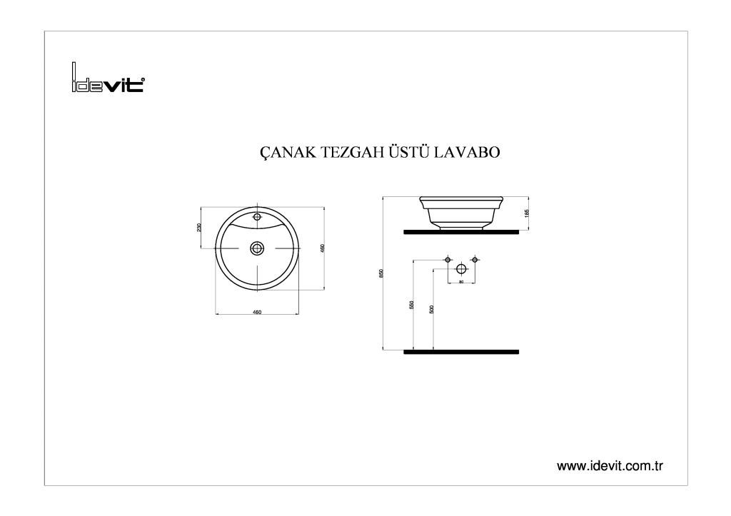 İDEVİT Çanak Tezgah Üstü Lavabo (46X46)