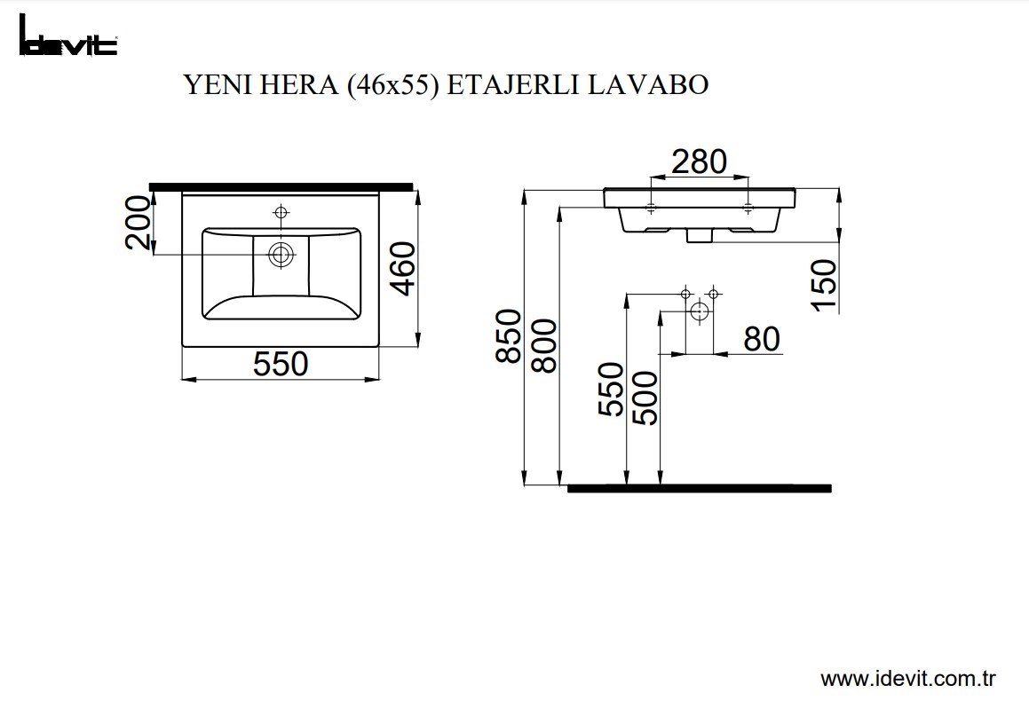 İdevit Hera 55 Cm Hilton Dolap Uyumlu Lavabo