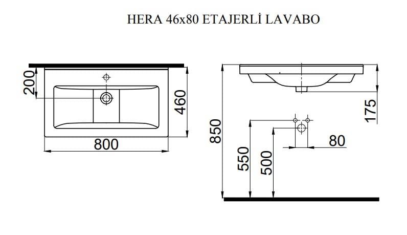 İdevit Hera 80 Cm Dolap Uyumlu Yarım Lavabo
