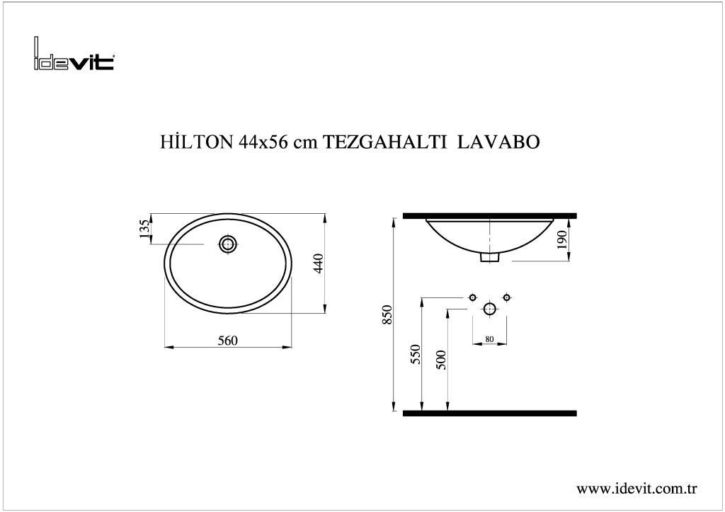 İDEVİT Hilton Tezgah Altı Lavabo (44X56)