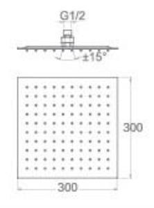 Mistillo Banyo Kare Slim Tepe Duş Başlığı 30x30 Paslanmaz Metal  Mtd03