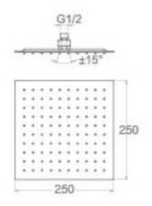 Mistillo Banyo Kare Slim Tepe Duş Başlığı 25x25 Paslanmaz Metal  Mtd02