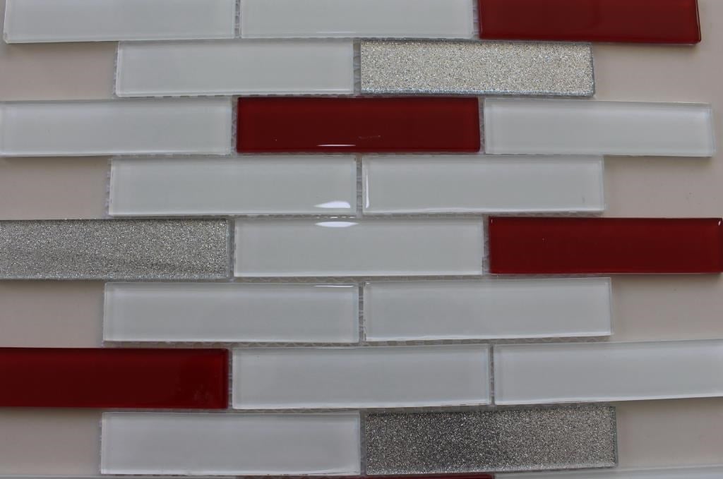 Mutfak Tezgah Arası Kristal Cam Mozaik 2,5 x 10 Kırmızı