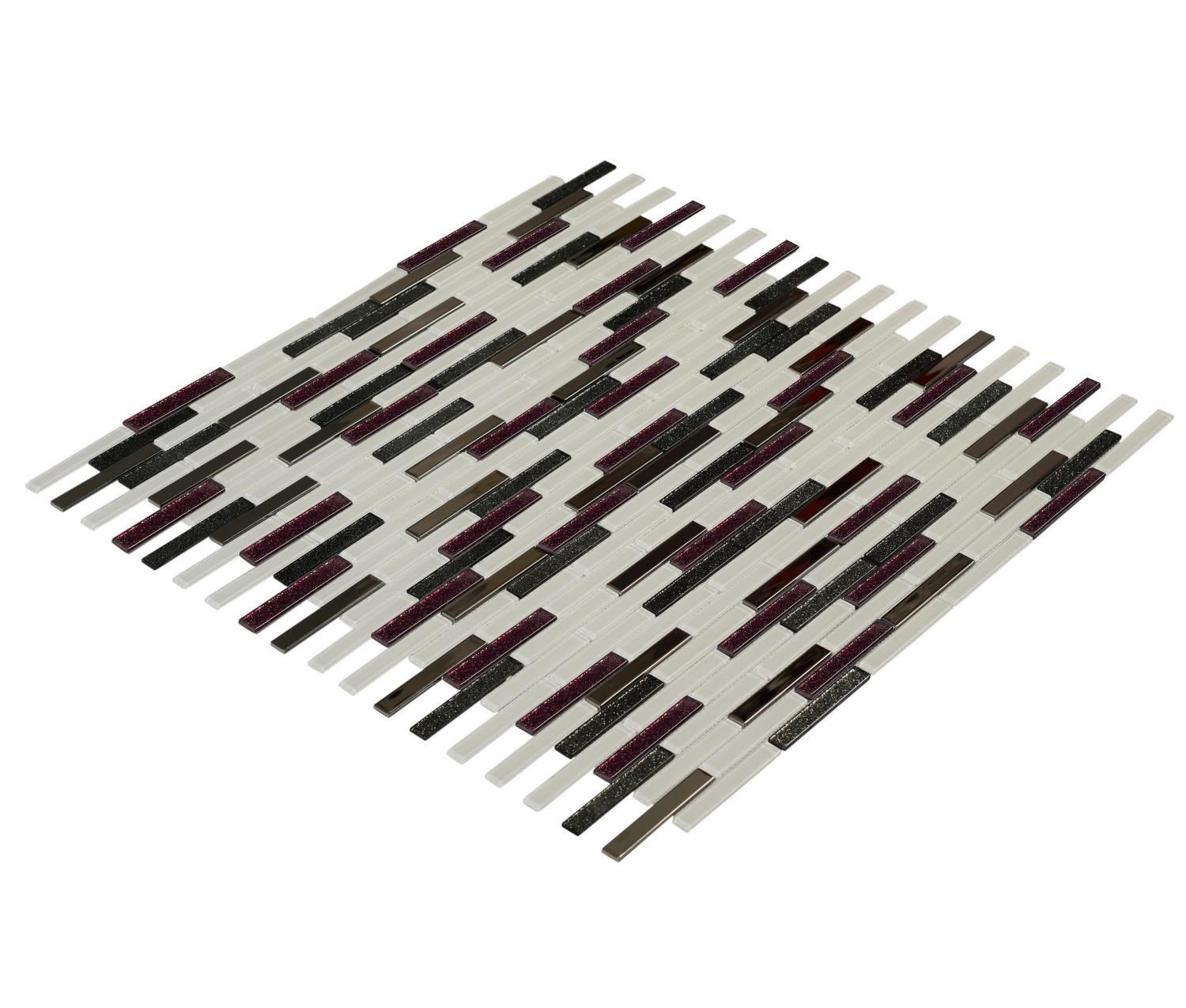 Mutfak Tezgah Arası Kristal Cam Mozaik MCM MP 929 15x98 Mürdüm