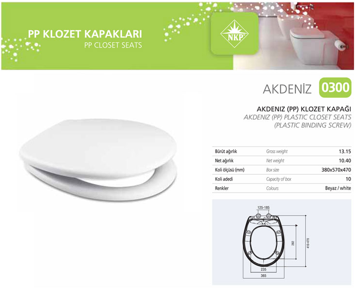 Nkp Akdeniz Alttan Sıkmalı Kırılmaz Klozet Kapağı 300