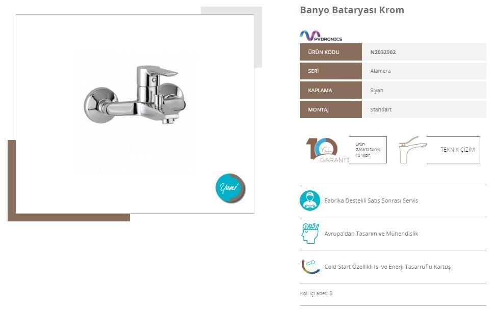 Nsk Alamera Banyo Bataryası Mix Aç Kapa 5 Yıl Garantili 902