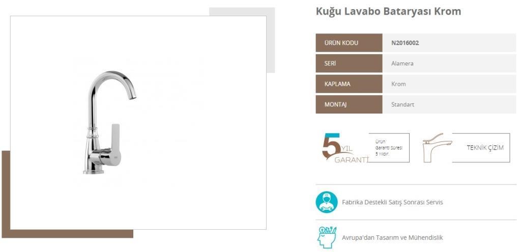 Nsk Alamera Kuğu Lavabo Bataryası Mix Aç Kapa 5 Yıl Garantili      N2016002