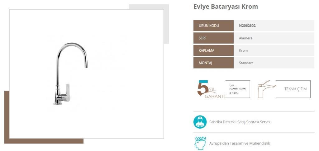 Nsk Alamera Mutfak/Eviye Bataryası Aç Kapa 5 Yıl Garanti N2062602