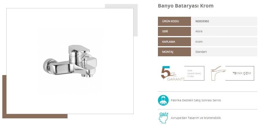 Nsk Alora Banyo Bataryası Mix Aç Kapa 5 Yıl Garantili N2033302
