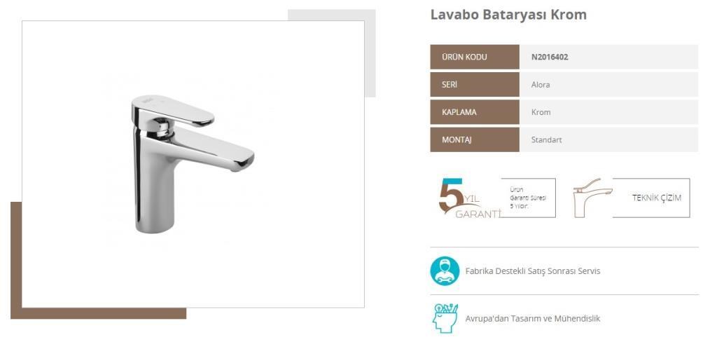 Nsk Alora Lavabo Bataryası Mix Aç Kapa 5 Yıl Garantili N2016402