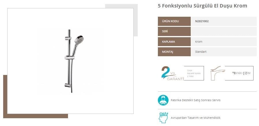 Nsk Basics Banyo Hareketli Sürgülü Duş Seti Üst Takımı N2821002