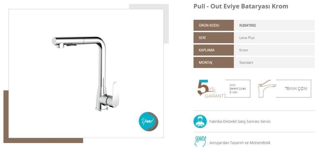 Nsk Lena Plus Pull Out Spiralli Mutfak/Eviye Bataryası 5 Yıl Garanti N2041502