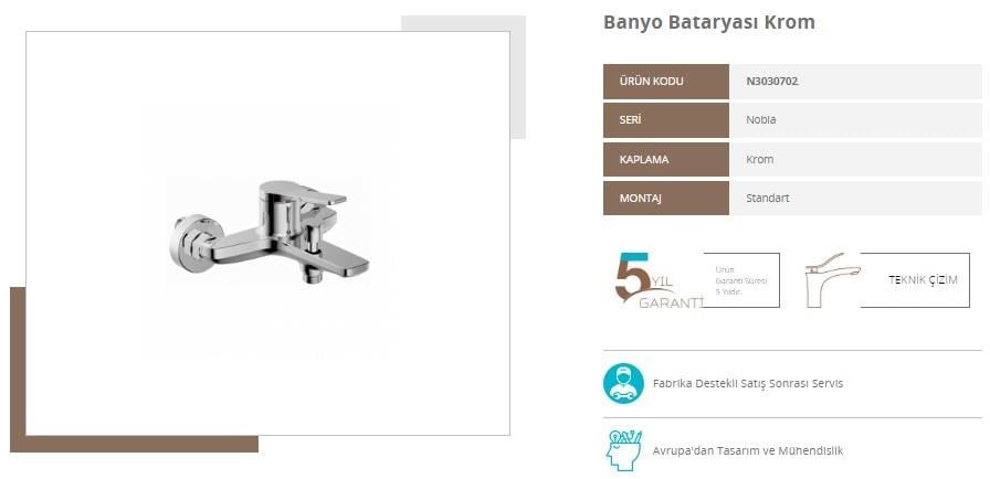 Nsk Nobia Banyo Bataryası Mix Aç Kapa 5 Yıl Garantili N3030702
