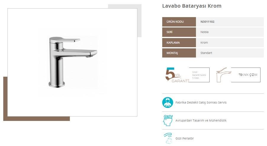 Nsk Nobia Lavabo Bataryası Mix Aç Kapa 5 Yıl Garantili N3011102