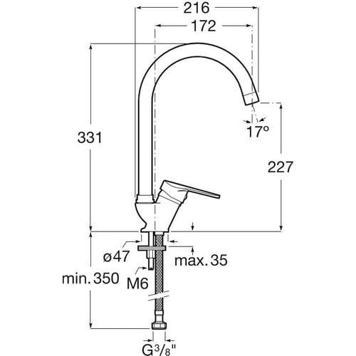 Roca Glera Spiralli Pull Down Mutfak Eviye Bataryası A5A814DC00